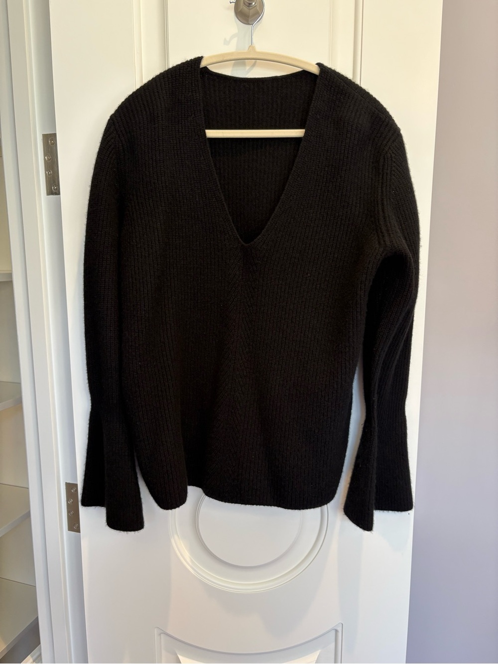 Classic Black Cashmere V-Neck Women's Sweater